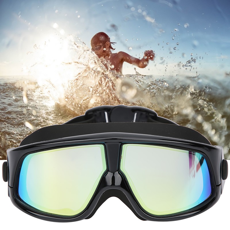 Electroplated Large Frame Swim Goggles Anti Fog Silicone Swimming High