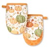 MARTHA STWEART Autumn Harvest Pumpkins Mini Oven Mitt 2-Pack Set,