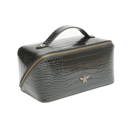 Luxury Beauty Case by Alice Wheeler London Train Case Vanity Toiletry Bag Make-Up Case for Ladies (Croc)