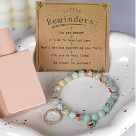 YUEBAYUE Healing Crystal Bracelets for Women Blue Bead Bracelets Birthday Crystal Gifts for Women Her Ladies Meditation Anxiety