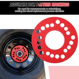Feekoon 2 PCS Wheel Bolt Pattern Measuring Tool, 5 Lug Bolt Template, Trailer Axle Circle for 4, 5, 6, 8 Holes, Essential for Precision Lug Pattern Measuring, Ensure Correct Wheel Fitment(Red)