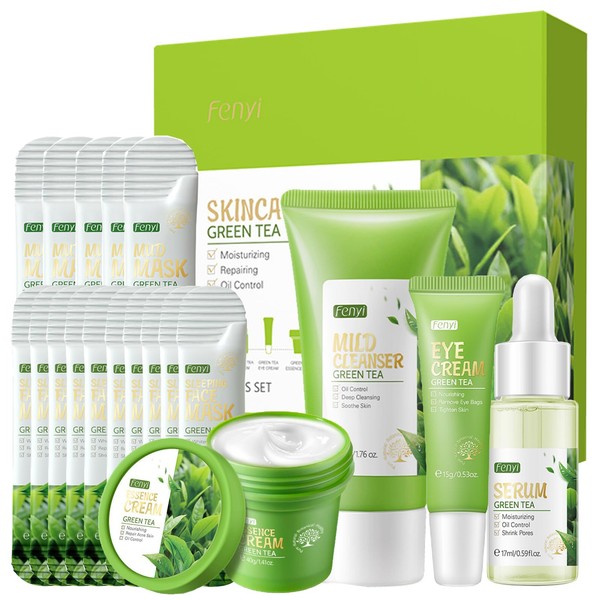 Green Tea Skincare Set Gifts For Men & Women,Anti Acne