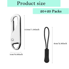 20 Spare Zipper Handles, Zipper Replacement, Detachable Metal Handles, Suitable for Luggage, Backpacks, Clothes, Jeans, Boots (Silvery)