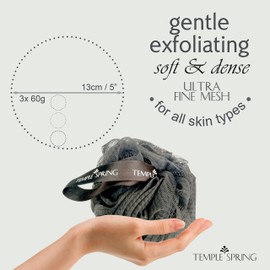 Shower Loofahs - 3 Pack Natural Recycled Shower Pouf Set for Men and Women - Exfoliating Body Scrubber for Bath - Shower Puff/Shower Scrunchie for Dead Skin Removal - Pebble Beach