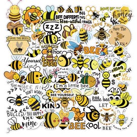 Pack of 50 Bee Stickers Laptop Phone Guitar Skateboard Notebook Motorcycle Bicycle Vinyl Stickers Waterproof Aesthetic Stickers for Teenagers Children Adults