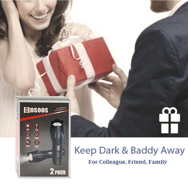 COSOOS 2 Tactical Flashlights with Holsters, Bright LED Flashlight High
