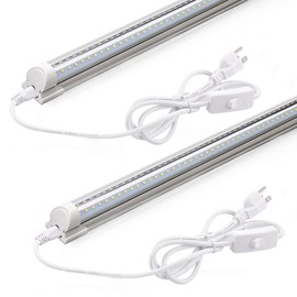 Barrina 2FT LED Shop Light, 4000K 20W 3000LM, Clear Cover Linkable Tube Lights, V Shape Integrated T8 LED Lighting, Ceiling Lights for Garage, Warehouse, Workshop, ETL Listed, 2 Packs