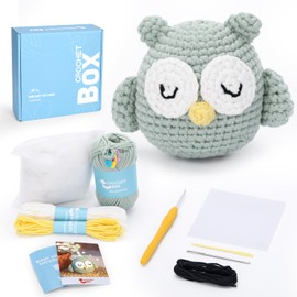CrochetBox Complete Scottish Highland Cow Crochet Kit for Beginners, Owls Crochet Kit, Include Video Tutorial, Instructions, Soft Yarn