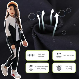 SXSHUN Girls' Tracksuit, Children's Jogging Suit, Sports Suit, Two-Piece Clothing Set, Leisure Suit, Sports Jacket and Sweatpants, White