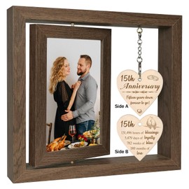 EYITUPC 15 Year Anniversary Picture Frame Gifts for Her Him,15th Wedding Anniversary Frame for Wife Couple Men, Display Two 4x6 Inch