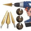 Bestgle 3 Pcs Step Drill Bits 1/4" Hex Shank SAE