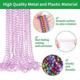 YAXINRUI - Collares de abalorio rosas, 15 abalorio de conciencia de Mardi Gras y cáncer, collares redondos de 33 pulgadas, 7 mm, para el día de San Valentín y eventos