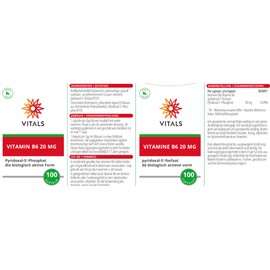 Vitals - Vitamin B6 Pyridoxal-5-Phosphat, 20mg, 100 Kapseln. Hohe Dosis in Reiner, Biologisch Aktiver Form. 100% Vegan. trägt zum normalen Stoffwechsel von Eiweiß und Glykogen bei.
