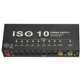 Guitar Pedal Power Supply, 10 Isolated Output Pedalboard Power Supply, Effect Pedal Power Supply with USB Output for 9V 12V 18V Effect Pedals (AU Plug)