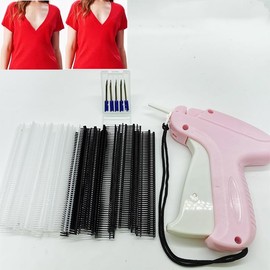 YUNGEYMX Tagging Gun for Clothing, Sticky Gun for Clothes, Handheld Tag Attacher Gun with 5 Needles and 1000 pcs Fasteners, Stitch Gun Kit, Stitch Fix, Stitchy Quick Clothing Fixer (Pink)