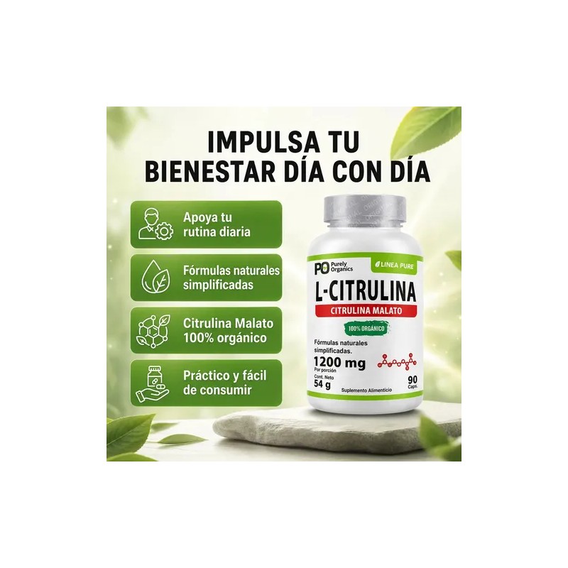 Citrulina Pure 1200mg Energía Rendimiento Recuperación Cápsulas Purely Organics