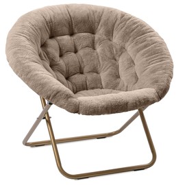Milliard Cozy Chair/Faux Fur Saucer Chair for Bedroom/X-Large (Beige)