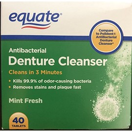 Equate Antibacterial Mint Fresh Denture Cleanser Tablets, 40 count