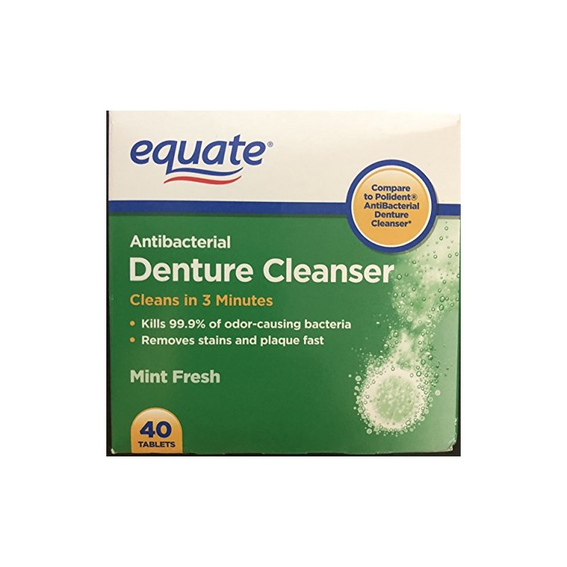 Equate Antibacterial Mint Fresh Denture Cleanser Tablets, 40 count