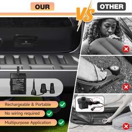 Umbrauto Truck Bed Mattress for 5.5-5.8FT | Full Size Rechargeable Truck Bed Air Mattress with Built-in Pump for Outdoor Camping (Black)