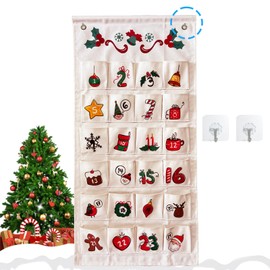 Advent Calendar 2025 to Fill Yourself - Advent Calendar Fabric with 24 Bags Bags DIY Crafts Reusable Christmas Calendar Filling for Hanging on Wall or Door (with Hooks)