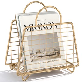 Gold Magazine Holder,Modern Magazine Rack Floor,Metal Wire Magazine Basket
