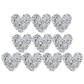 10 piezas apliques de diamantes de imitación en forma de corazón parches de es de costura de reparación en caliente para ropa zapatos bolsos sombreros cinturón accesorios de joyería(Plata)