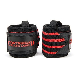 Contraband Black Label 1001 Weight Lifting Wrist Wraps w/Thumb Loops (Pair) - Competition Grade Wrist Support USPA Approved for Powerlifting, Bodybuilding, Strongman (18in, Heavy (RED))
