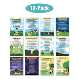 NewEights Popular Bible Songs Series 1 Educational Learning Posters (12-Pack) - Inspirational Bible Verses Poster for Men Women Teens - A3 Size - Youth Ministry Sunday School Church Decor Home Decor