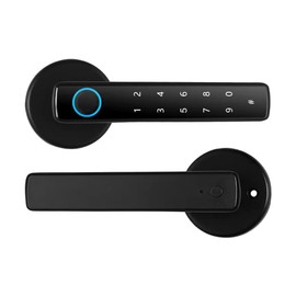 Splenssy Smart Lock Keyless Entry Door Lock Handle Password Door Lock Tuya App Remote Operation BT 4-in-1 Keyless Biometric Door Lock for 35-55mm Office Home Bedroom Door Fingerprint unlocking