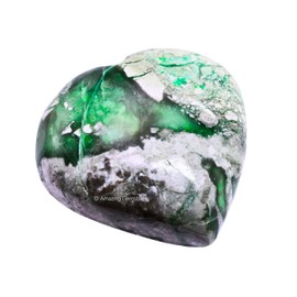 Variscite Crystal Heart Palm Stone - Pocket Massage Worry Stone for Natural Body Chakra Balancing, Reiki Healing and Crystal Grid
