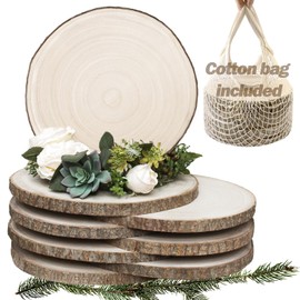 Natureast 8Pcs 10-12 Inch Natural Large Wood Slices, Rustic Wooden Slab for Centerpieces, DIY Craft, Platter, Wedding Party, Painting, Table Décor, Christmas Ornaments Discs Sanded Smooth Cut Finish
