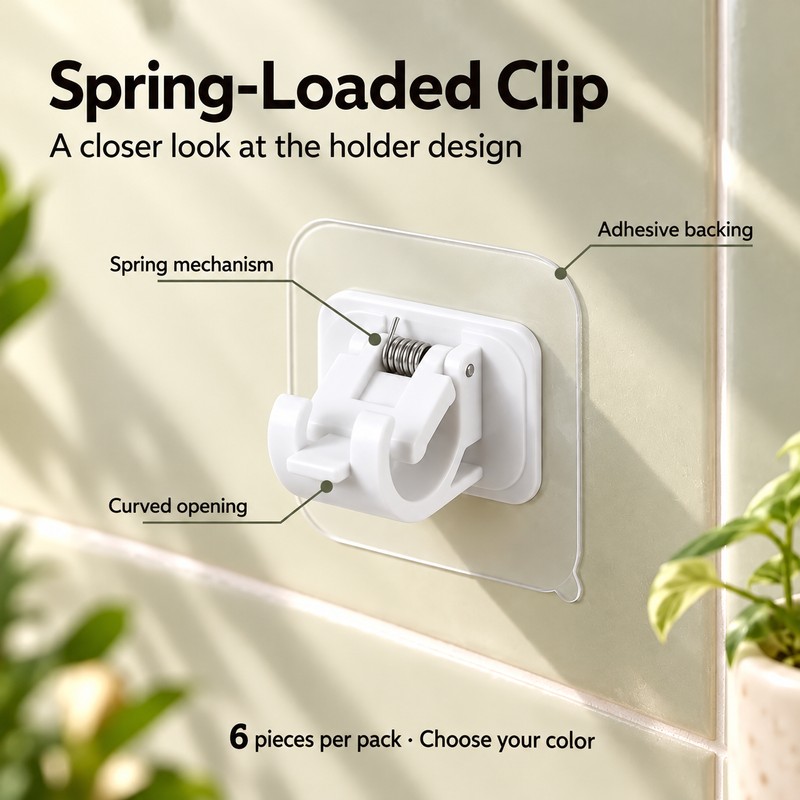 6 Pack Self Adhesive Curtain Rod Holder Hooks for Wall