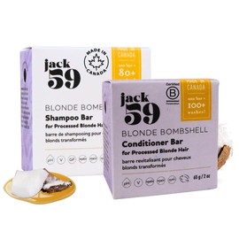 Natural Shampoo and Conditioner Set, Purple Solid Shampoo and Conditioner Bars for Blonde & Grey Hair, Eco Friendly, Sulfate Free, Paraben Free, Made in Canada Products, Pack of 2, Blonde Bombshell