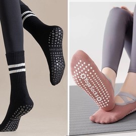 [Noneta] Individually Packaged Sports Non-Slip Socks Yoga Pilates Socks 2 Types 2. Banded Footies Sky 5ea