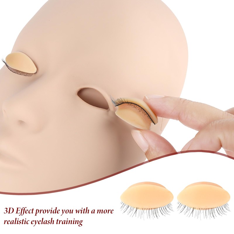 Eyelash Practice Eyelids, 6 Pairs Lash Mannequin Eyelids Replaceable Practice
