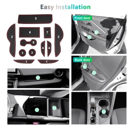 GAFAT Compatible with Toyota C-HR Hybrid 2024 2025 Non-Slip Mats, CHR Year of Manufacture 2024 Rubber Mats Non-Slip for Centre Console Cup Holder Door Seam Mats, C-HR 2024 Accessories (Red)