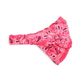 Motique Accessories Wide and Stretchy Cotton Bandana Headwrap, Multiple Colors (Hot Pink Paisley, Medium)