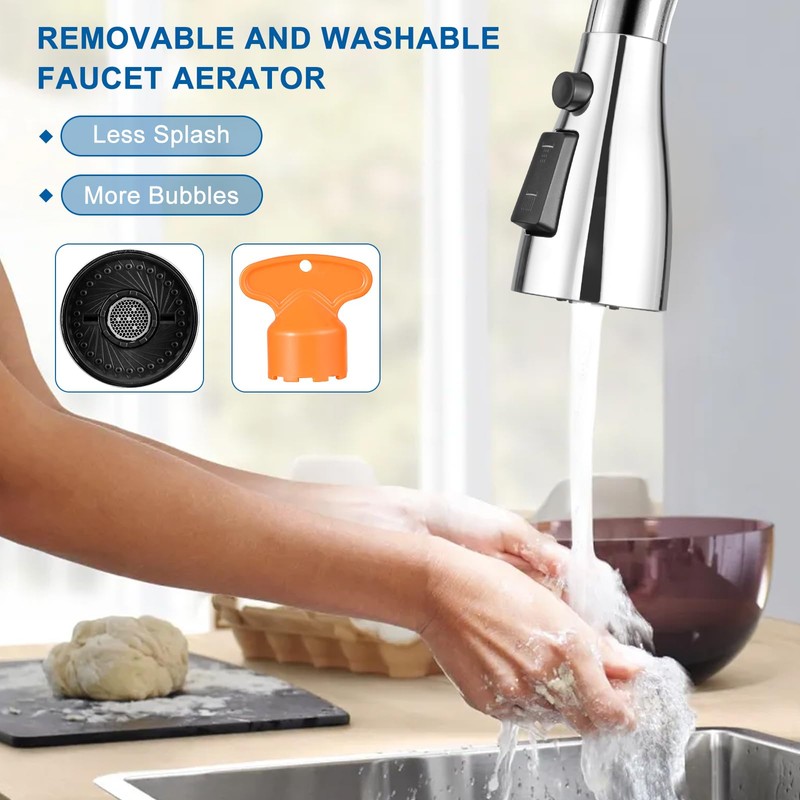 Xlajiao Kitchen Faucet Head Replacement, Premium 3 Function Pull Down