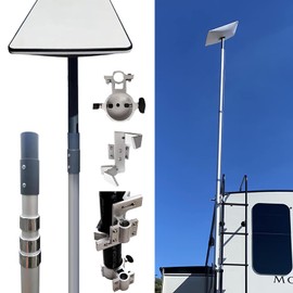 EEZ RV Products Telescopic 10ft Pole with Starlink Adapter and RV Ladder Mounting Bracket Kit (GEN 2 / V2) - Fits 1 inch Ladder Rails