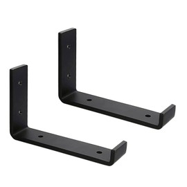 MLOQI 2 Pack Scaffold Board Shelf Brackets with Lips, 5mm Thick Heavy Duty L Wall Brackets for Shelves, Black Industrial Shelves Support (6"x4"/15cm x 10cm)