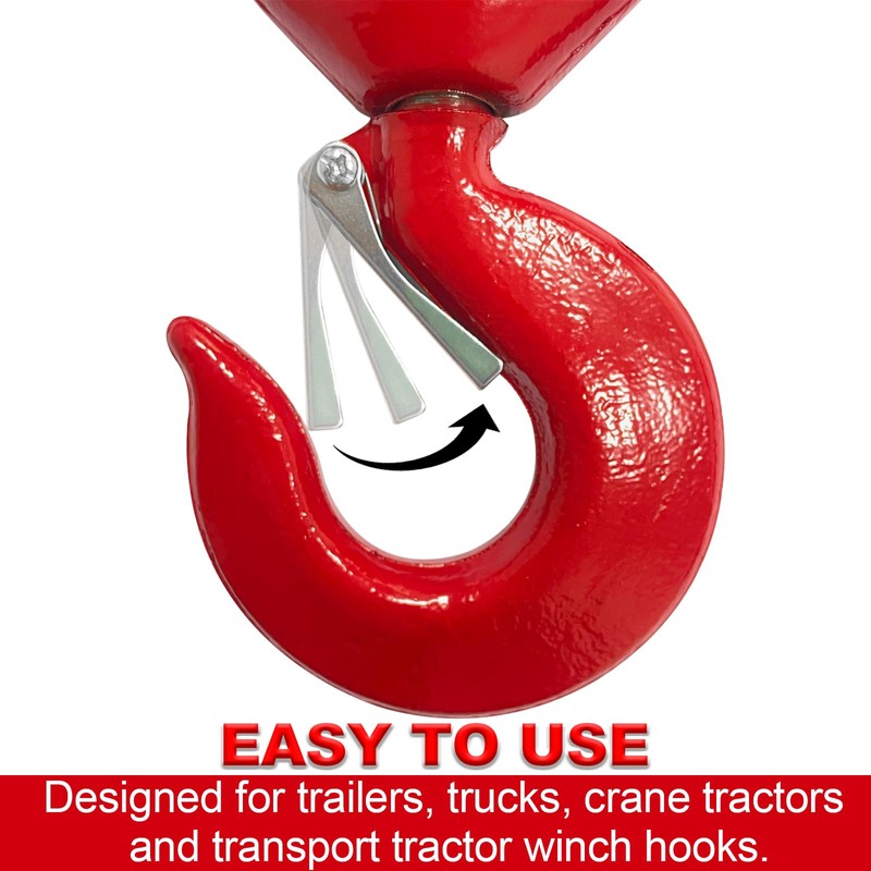High-PQ 1PCS G80 Red Swivel Hook with Safety Latch, 2
