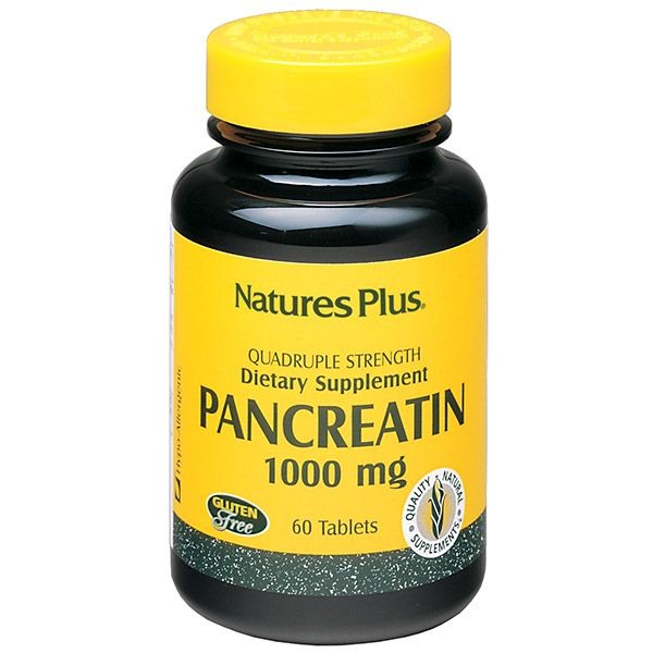 Nature's Plus Pancreatin 1000 mg quadruple strength 60 tabs
