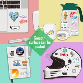 Dwenarry Travel Stickers Pack, Luggage Stickers for Suitcases,Water Bottles, Notebook, Laptop, Travel Journal Sticker, Road Trip, Adventure Sticker 55Pac