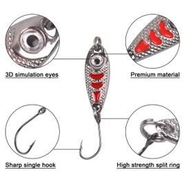 SHADDOCK Trout Spoons Artificial Bait Kit 12 Pieces Blinker for Fishing Trout Bait Spinner Fishing Lure Set in Box Fishing Set with Single Hook for Bass Char (Set A)