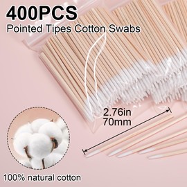 Alpinleux 400 Pcs Pointed Cotton Swabs, Cotton Swabs Pointed Tips, Microblading Cotton Sticks, Precision Tip Cotton Swabs for Nails Clean, Makeup, Eyebrow, Tattoo (2.76'')
