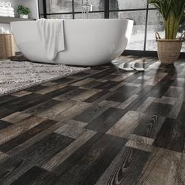LaCheery 12"x12" 36-Pack Black Wood Peel and Stick Floor Tile Vinyl Wood Plank Flooring Waterproof Stick on Bathroom Floor Tiles Retro Vinyl Sheet Flooring Planks Self Adhesive Sticky Tiles for Floor
