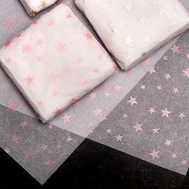 MR FIVE 100 hojas de papel de seda rosa con patrón dorado a granel, 20 x 14 pulgadas, papel de seda rosa para bolsas de regalo, papel de seda rosa para cumpleaños, vacaciones, bodas, baby shower, día