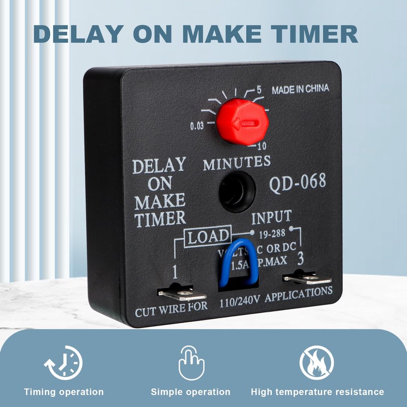 Weasch 2Pcs Delay On Make Timer, QD-068, 0.03 to 10