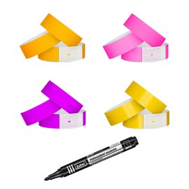 Pack of 400 Admission Bands, Event Bracelets with Marker Pen, Festival Bracelets, Waterproof, Control Bands for Your Event, Paper Bracelets for Events, Festivals, Concerts, Playgrounds, Party (B)